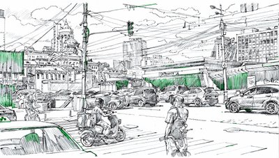 Dessin représentant la circulation urbaine - Andrii Kutsachenko