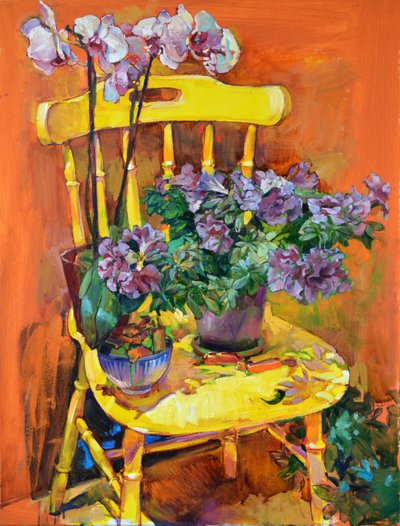 Fleurs de la chaise jaune - Andrii Kutsachenko