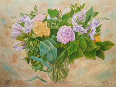 Bouquet aux couleurs pastel dans un vase en verre - Angeles M. Pomata
