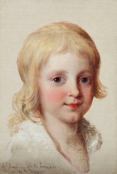 Étude de portrait de Francesco, prince héritier de Naples, en garçon, tête et épaules - Angelica Kauffmann