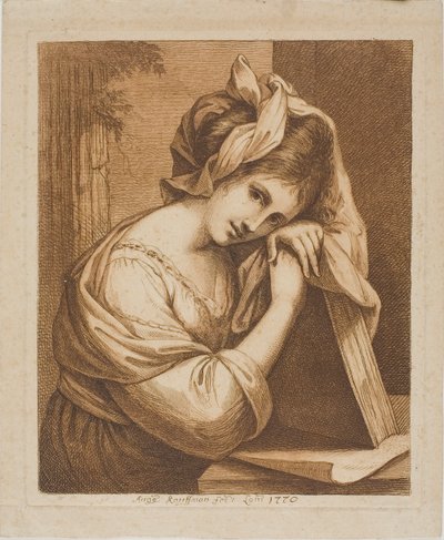 Femme Reposant Sa Tête sur un Livre - Angelica Kauffmann