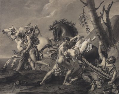 Thésée et Pirithoüs débarrassant la Terre des brigands, délivrent deux femmes des mains de leurs ravisseurs - Angelique Mongez