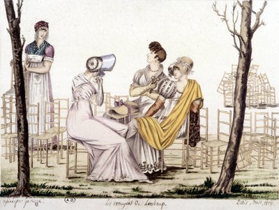 Les ennuyés de Lonchamp, mars 1806. Dessin de Garbizza - Angelo (after) Garbizza