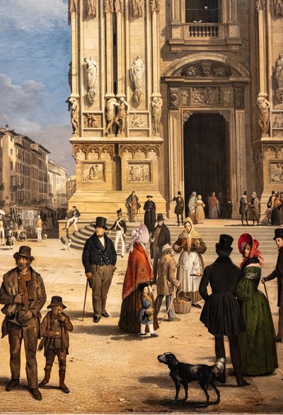 Vue du Duomo avec le Coperto de Figini (détail) - Angelo Inganni
