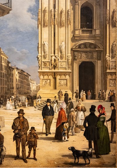 Vue du Duomo avec le Coperto de Figini (détail) - Angelo Inganni