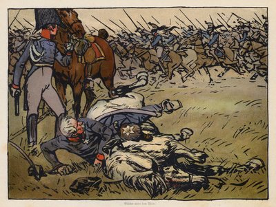 Le maréchal Blücher piégé sous son cheval mort à la bataille de Ligny - Angelo Jank