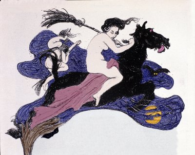 Sorcières en mouvement dans les airs. Illustration par Angelo Jank pour Jugend - Angelo Jank