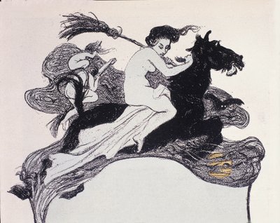Sorcières se déplaçant dans les airs. Illustration par Angelo Jank pour Jugend - Angelo Jank