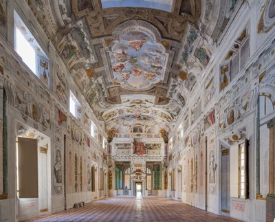 Plafond de la salle avec les Quartiers de Bologne, Salle des Gardes, Palais Ducal d