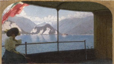 Un bateau sur le lac Majeur - Angelo Morbelli
