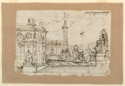 Décor de scène, groupe de monuments antiques - Angelo Toselli