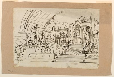 Décor de scène, groupe de monuments antiques - Angelo Toselli