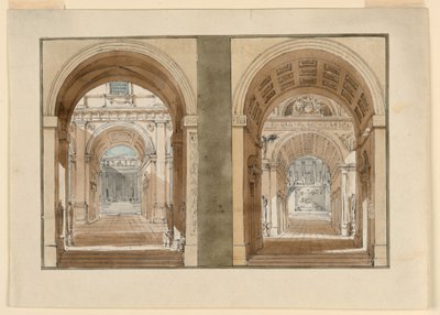 Décors de scène, vues dans les cours du palais - Angelo Toselli
