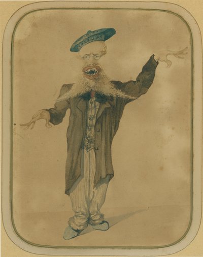 Caricature de Telemaco Signorini revenant de Paris, vers 1884 (tempera sur carton) - Angiolo Tricca