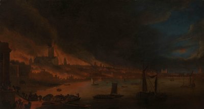 Le Grand Incendie de Londres, vers 1666-1700 - Anglo Dutch School