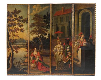 Paravent à quatre volets double face, vers 1700 - Anglo Flemish School