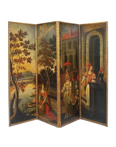 Paravent à quatre volets double face, vers 1700 - Anglo Flemish School