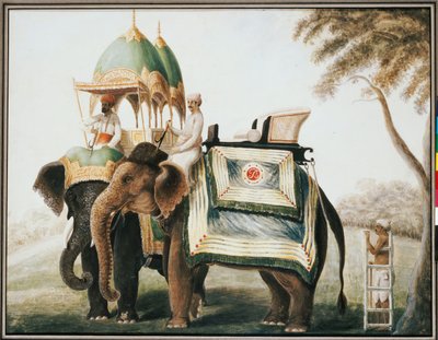 Éléphants avec leur cornac, vers 1815 - Anglo Indian School