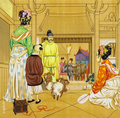 Maison chinoise au 13e siècle (gouache sur papier) - Angus McBride