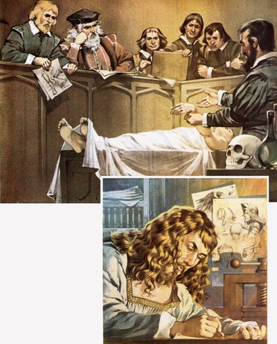 Démonstration de dissection (en haut) et dessin de Durer (en bas) - Angus McBride