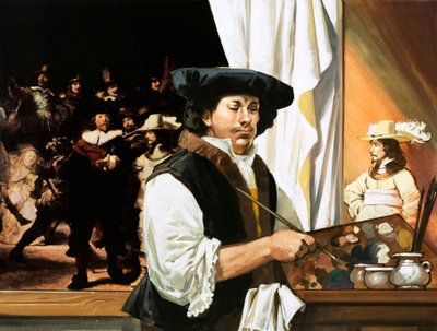 Rembrandt peignant son célèbre portrait des gardes civiques - Angus McBride