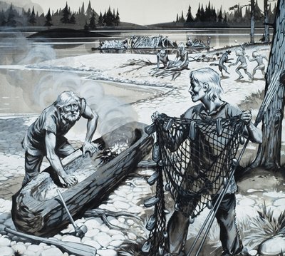 Les peuples des forêts de Scandinavie (gouache sur papier) - Angus McBride