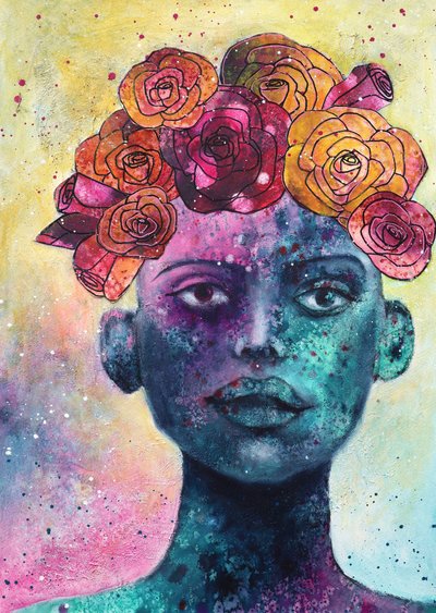 Portrait floral haut en couleur - Ania Witwitzka