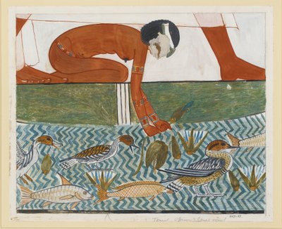 Copie de peinture murale de la tombe privée 69 de Menna, Thèbes I,1, 134-139, 20ème siècle - Anna