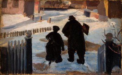 Michael Ancher en route vers son atelier accompagné de l