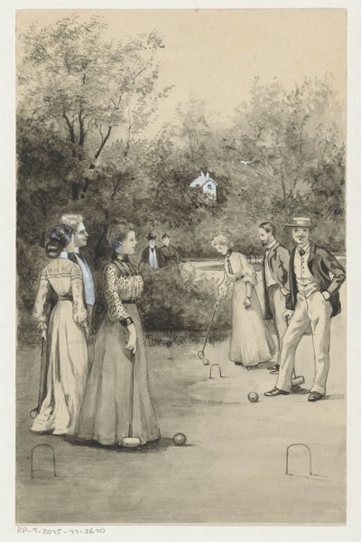 Hommes et femmes jouant au croquet - Anna Maria Kruijff