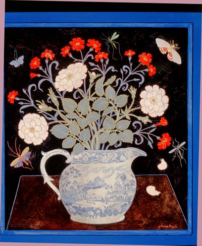 Cruche bleue et roses rouges - Anna Pugh