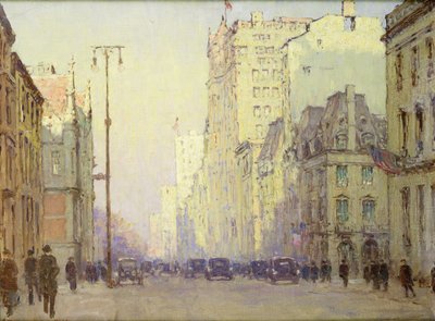 5e avenue, au niveau de la 57e rue, vers 1918 (huile sur toile) - Anna Richards Brewster