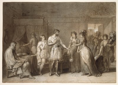 Bayard refuse les cadeaux de son hôtesse, à Brescia - Anne-Louis Girodet de Roucy-Trioson