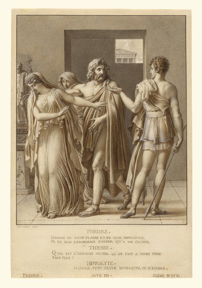 Phèdre rejetant les étreintes de Thésée - Anne-Louis Girodet de Roucy-Trioson