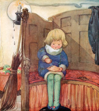 Petit Jack Horner assis dans un coin, mangeant une tarte de Noël - Anne Anderson