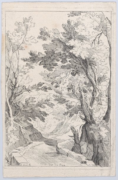 Un chemin avec un parapet dans une forêt, 18e siècle - Anne Claude Philippe de Caylus