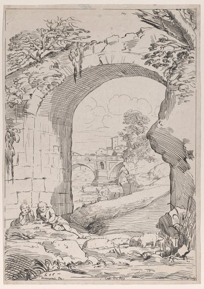 Paysage avec pont, 18ème siècle - Anne Claude Philippe de Caylus