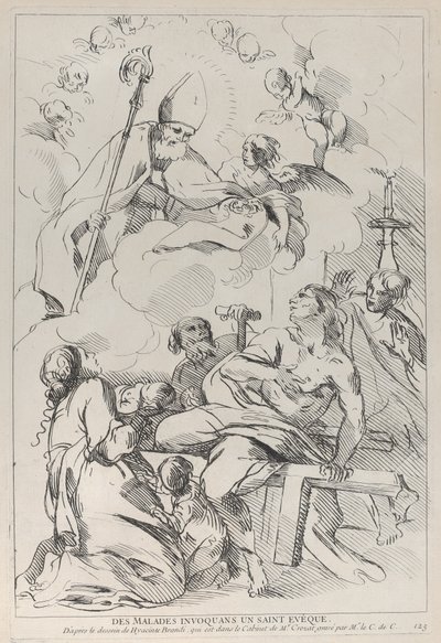Malades appelant un évêque saint, qui apparaît en haut à gauche, 1729-40 - Anne Claude Philippe de Caylus