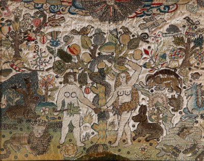 Image en broderie représentant Adam et Ève - Anne Ellys