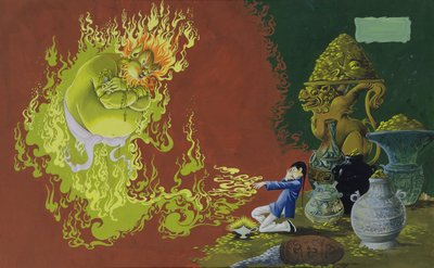 Aladdin, illustration de Deans Gold Medal Book of Fairy Tales Number 2 pub. par Dean & Sons Ltd., 1965 - Anne Grahame Johnstone