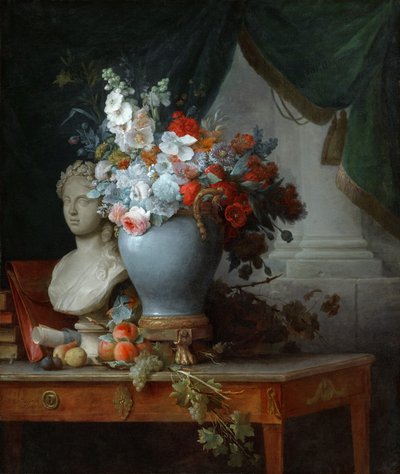 Vase de fleurs avec un buste de Flora - Anne Vallayer-Coster