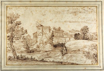 Paysage avec un château et les ruines d