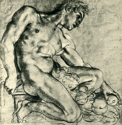 Un Ignudo assis avec une guirlande, 1598-1599, 1943 - Annibale Carracci