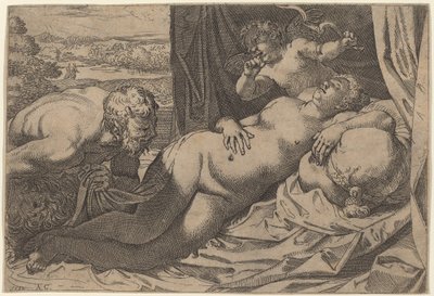 Vénus et un satyre - Annibale Carracci