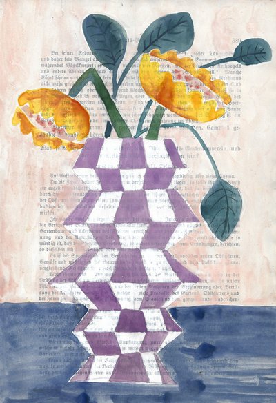 Vase aux fleurs dorées - Annick