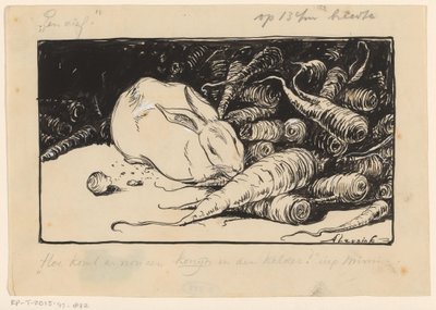 Lapin rongeant une carotte - Anny Leusink (signed by artist)