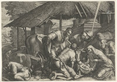 Adoration des bergers avec un jeune berger endormi - Anonymous