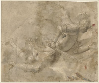 Saint Michel en armure volant - Anonymous