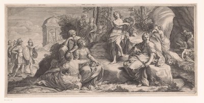 Apollon et les muses avec des soldats arrivant - Anonymous