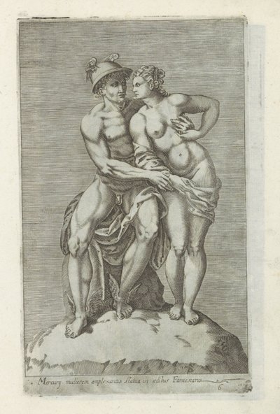 Groupe de sculptures avec Mercure et une déesse - Anonymous